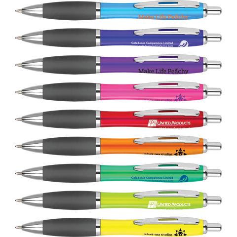 Low cost promotional pens - Colour Curvy Pens  - PG Promotional Items