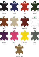 Recycled leather oblong keyrings colours