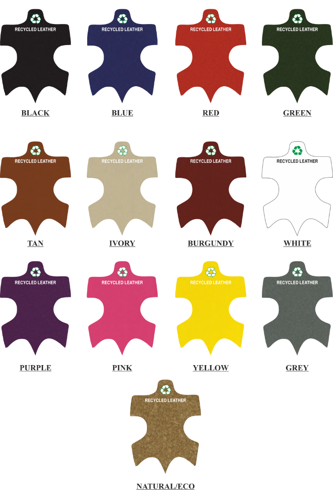 Recycled leather oblong keyrings colours