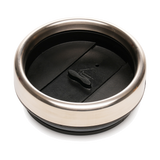 Black and silver lid on a white background