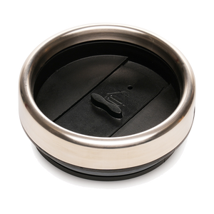 Black and silver lid on a white background