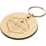 Branded bamboo keyrings for business logo UK, PG Promotional Items