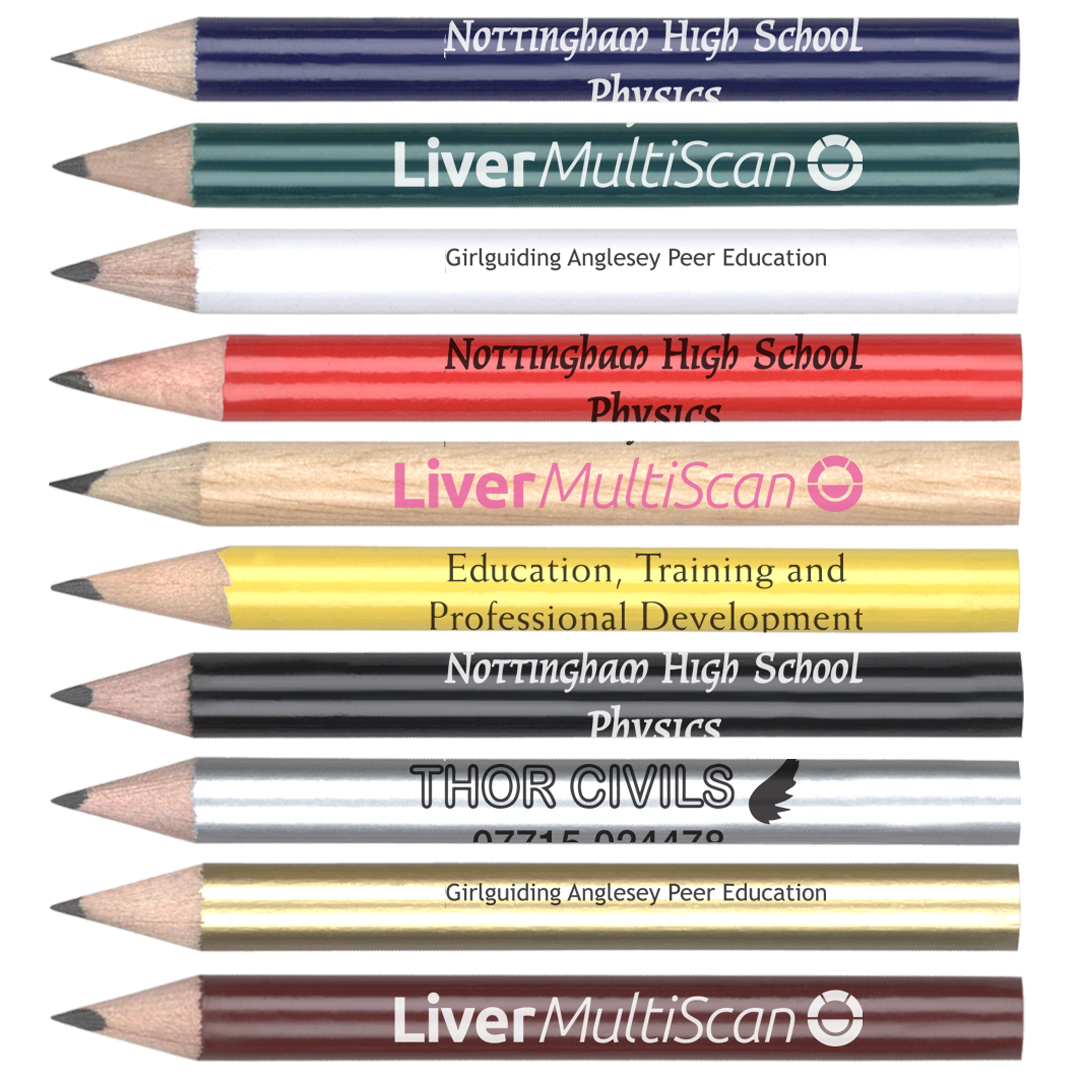 Mini Pencils - half size pencils printed UK