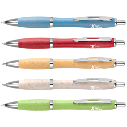 branded contour colour wheatstraw pens, printed wheatstraw pens