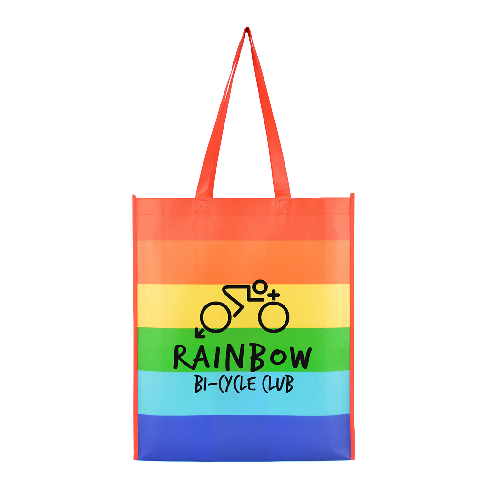 printed shoppers with pride design, pride based shopping bags branded with logo