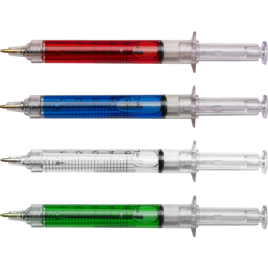 branded Syringe pens uk express, printed logo on pens that look like syringes
