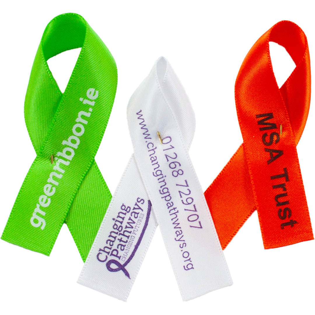 Printed campaign ribbons, branded event ribbons