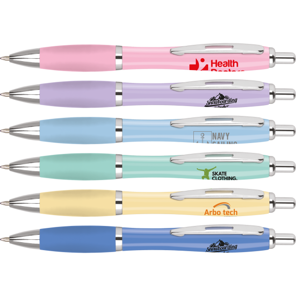 Low cost promotional pens - Curvy Pastel Pens  - PG Promotional Items