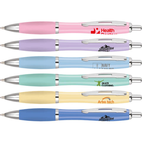 Low cost promotional pens - Curvy Pastel Pens  - PG Promotional Items
