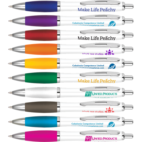 Promotional Curvy Pens - White