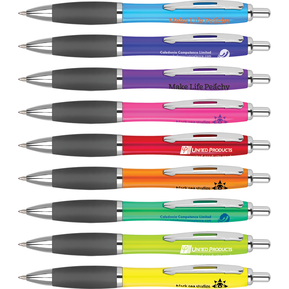 Low cost promotional pens - Colour Curvy Pens  - PG Promotional Items