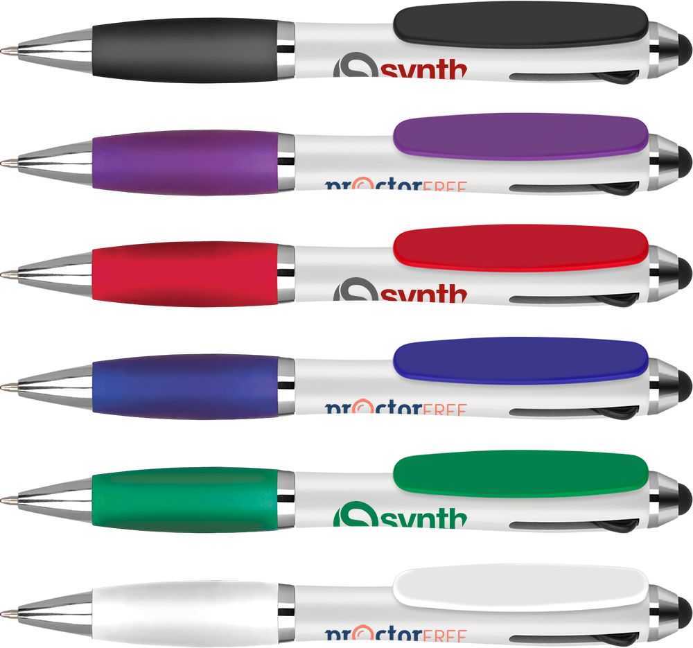 Multifunction Pens - Curvy Tricolour Stylus Pens  - PG Promotional Items