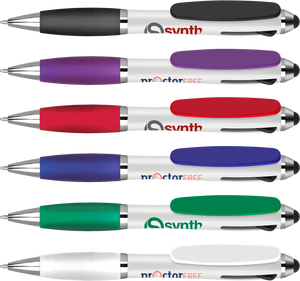 Multifunction Pens - Curvy Tricolour Stylus Pens  - PG Promotional Items