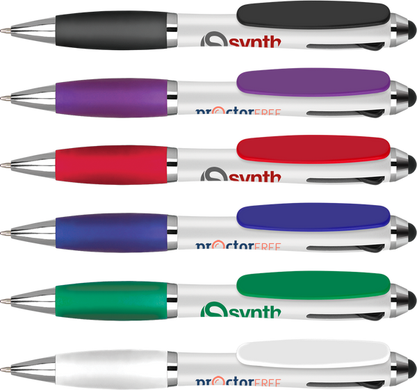 Curvy Tricolour Stylus Pens - Unprinted sample