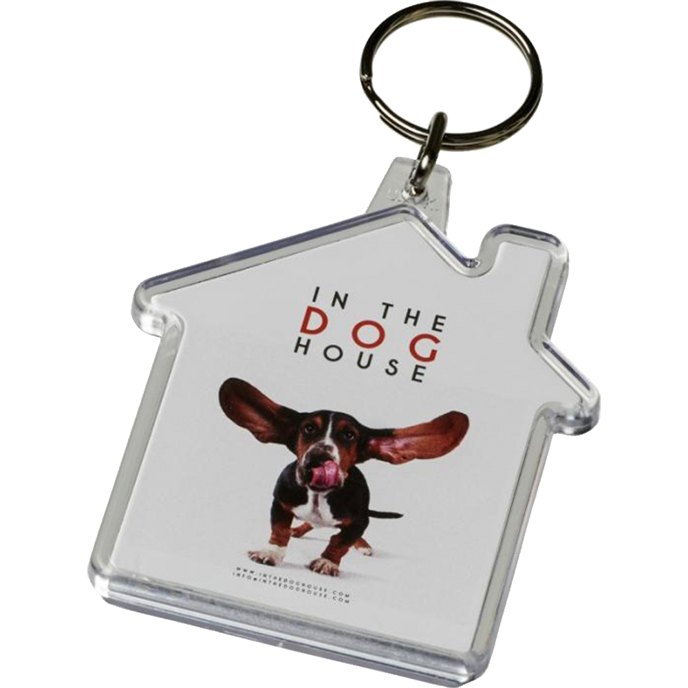 printed house shaped keyrings