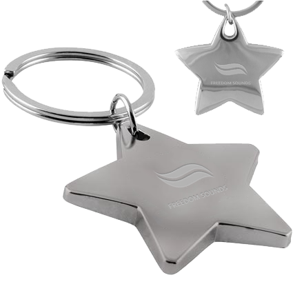 Star Shaped Metal Keyrings - Unprinted sample