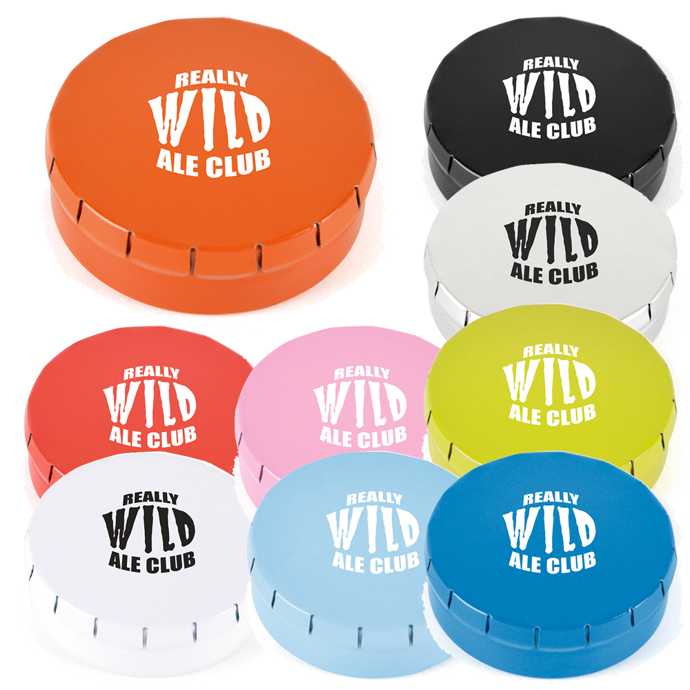 branded mints, printed click clack mint tins