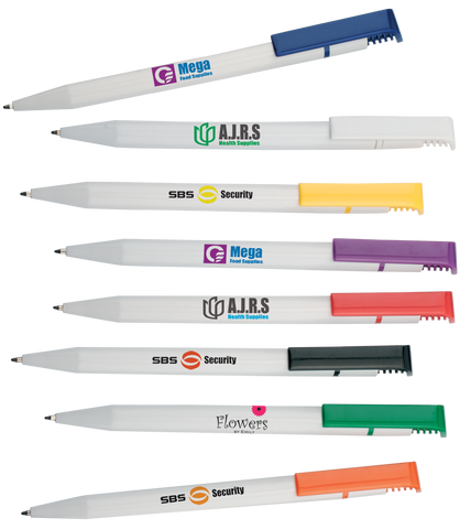Low cost promotional pens - Coloured Clip Pens - 3 Day Express  - PG Promotional Items