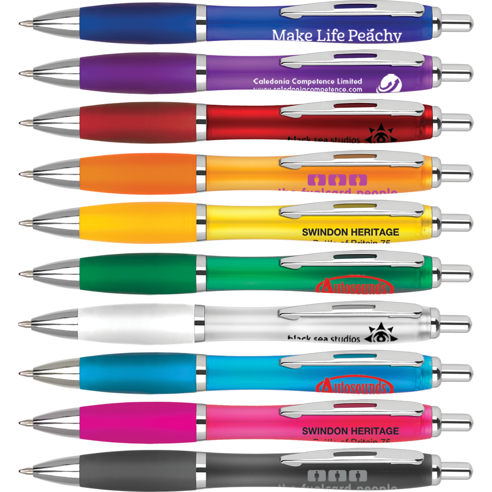 Low cost promotional pens - Frosted Curvy Pens - PG Promotional Items