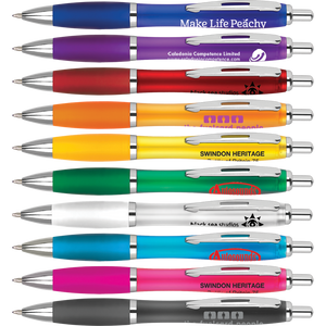 Low cost promotional pens - Frosted Curvy Pens - PG Promotional Items