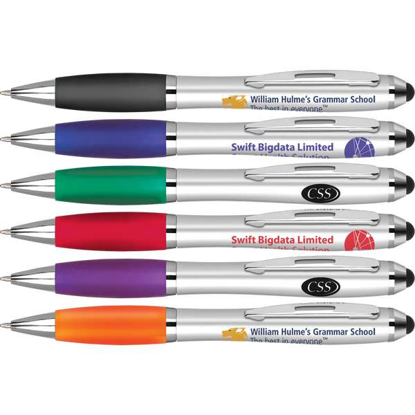Curvy Stylus Pens - Silver - Unprinted sample