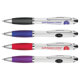 Multifunction Pens - Curvy Stylus Pens - White  - PG Promotional Items