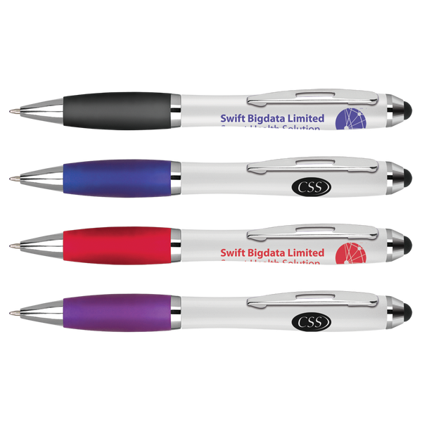 Curvy Stylus Pens - White - Unprinted sample