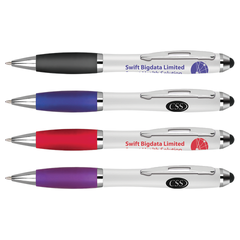  - Curvy Stylus Pens - White - Unprinted sample  - PG Promotional Items
