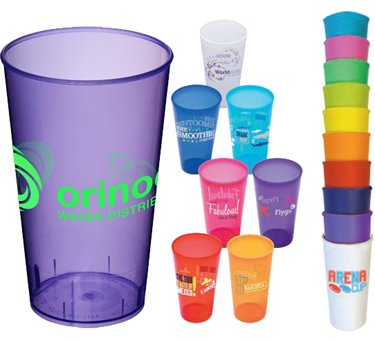 printed arena cups, printed stadium cups, branded plastic cups