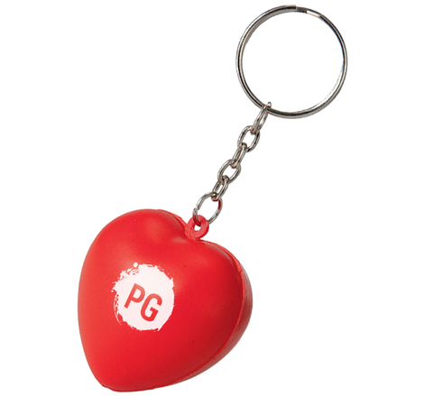 Low cost keyrings - Stress Heart Keyrings  - PG Promotional Items